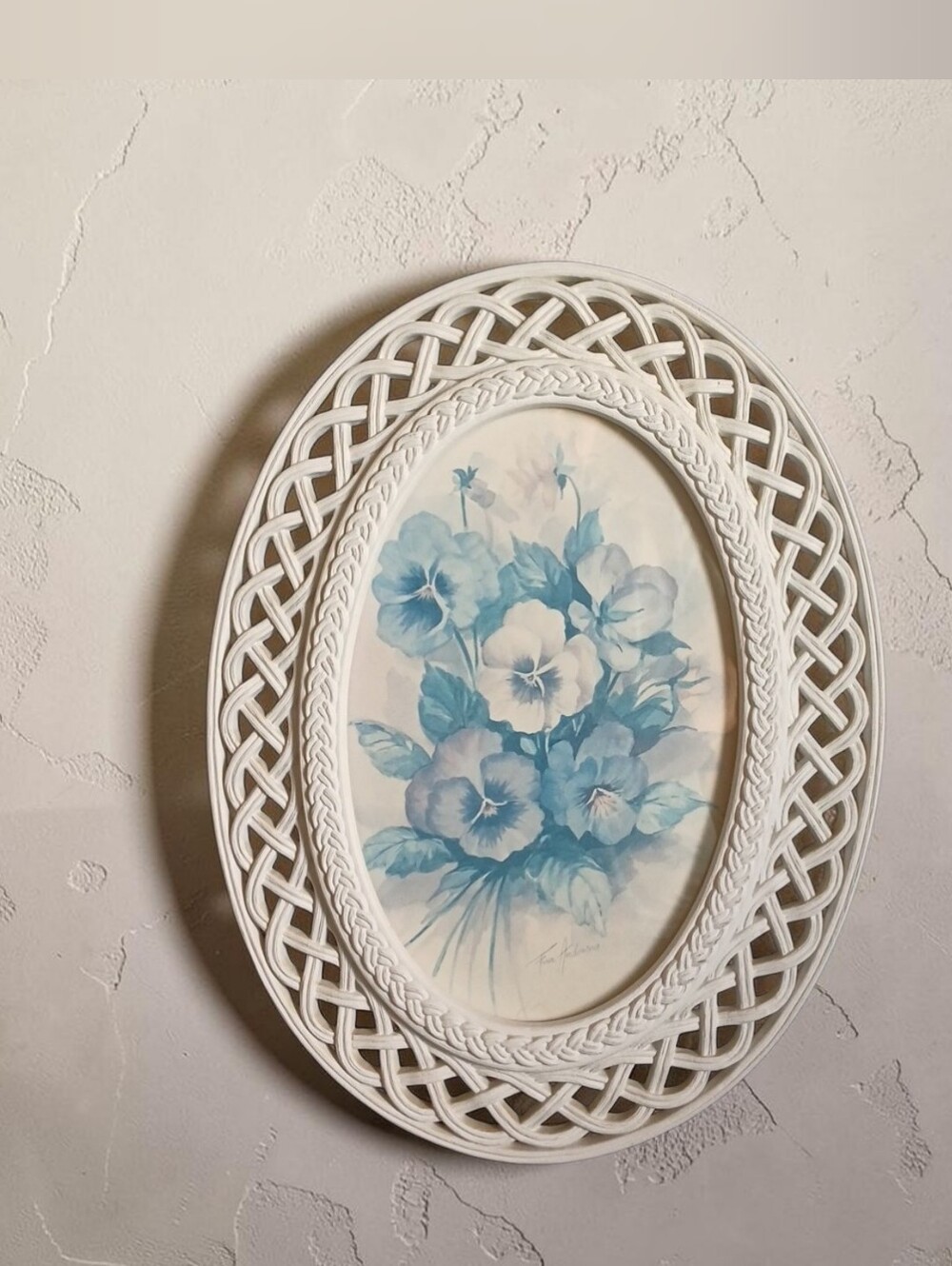 Vintage Oval Wall Decor Pansy Flowers
